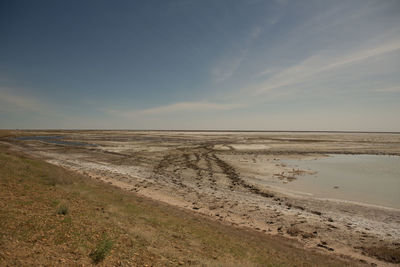 The road through the steppes to the aral sea.kazakhstan,2019