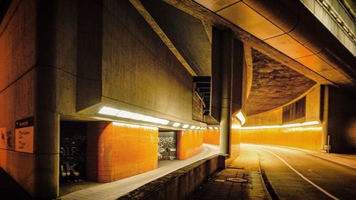 View of illuminated tunnel