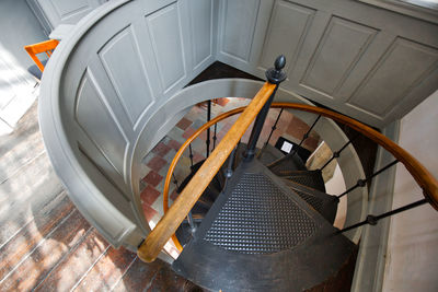 High angle view of spiral staircase