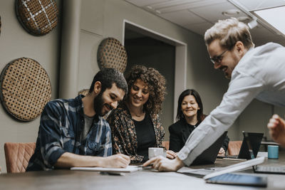 People talking during business meeting