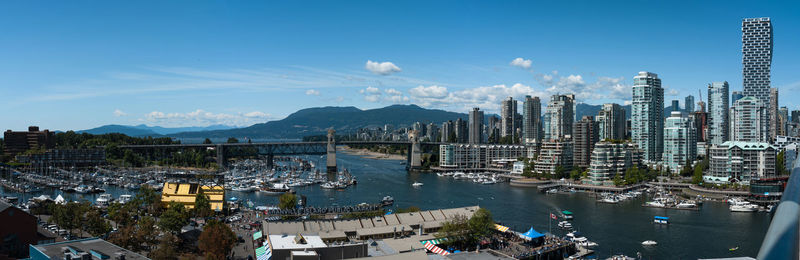 High angle view of city buildings