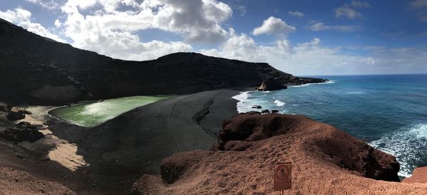 Panoramic view of sea against cloudy sky