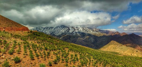 Scenic view of mountains against sky