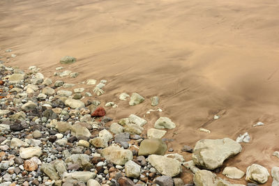 High angle view of sandy beach