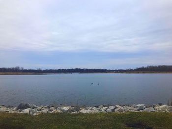 Scenic view of lake against sky