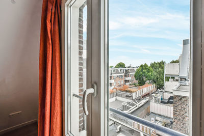 Buildings seen through window