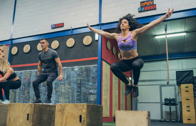 Full length of woman jumping