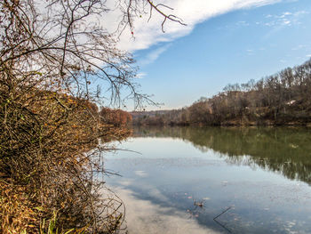 Scenic view of lake against sky