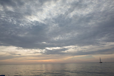 Scenic view of sea against cloudy sky