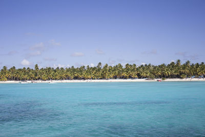 Scenic view of sea against blue sky