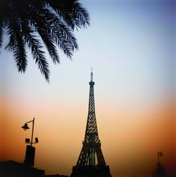 Silhouette of tower during sunset