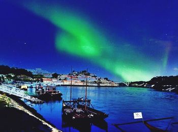 Scenic view of calm sea at night