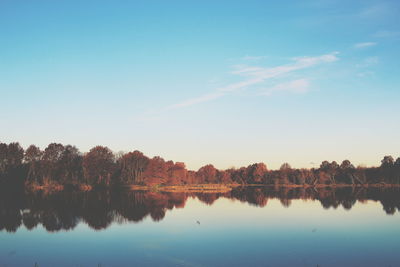 Reflection of trees in lake against sky