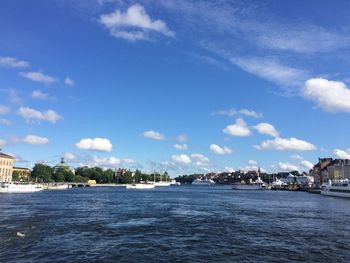 View of river with buildings in background