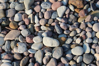 Full frame shot of pebbles on beach