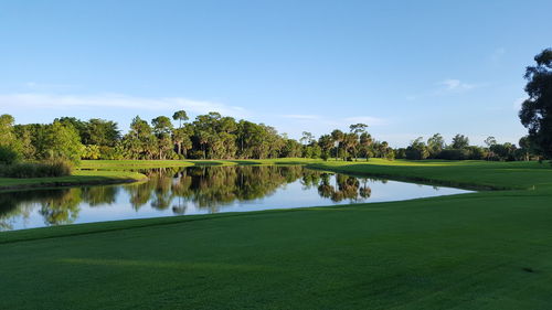 Scenic view of lake against sky