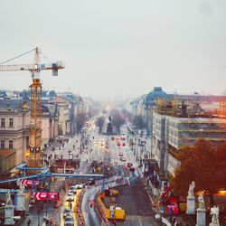 High angle view of city against sky