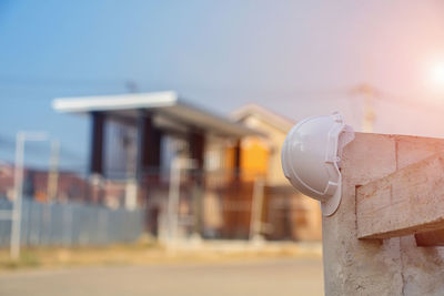 Close-up of coin-operated binoculars against clear sky