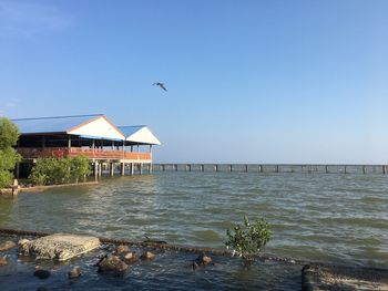 Scenic view of sea against clear sky