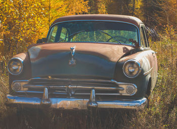 Old car on field