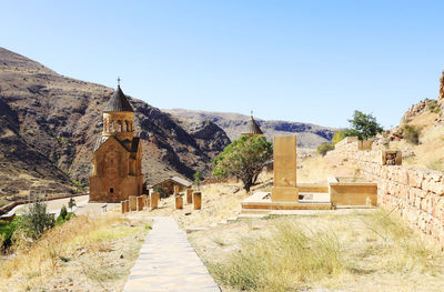 Panoramic view of historic building against clear sky