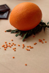 Close-up of orange on table