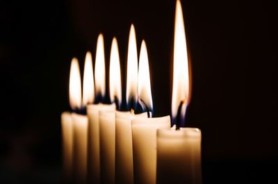 Close-up of burning candles