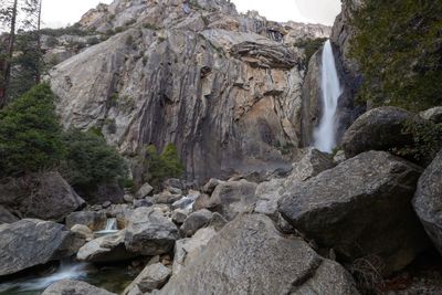 Stream flowing through rocks in forest