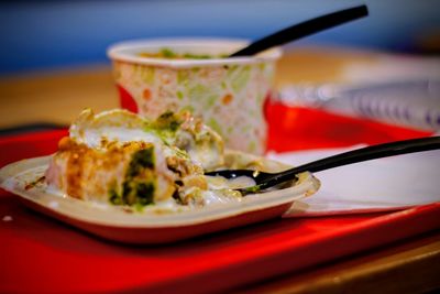 Close-up of food served in plate