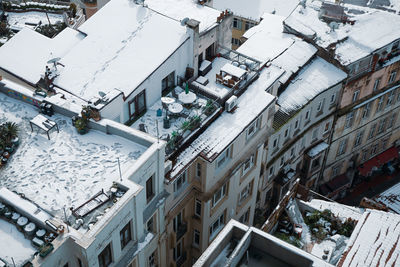 High angle view of buildings in city