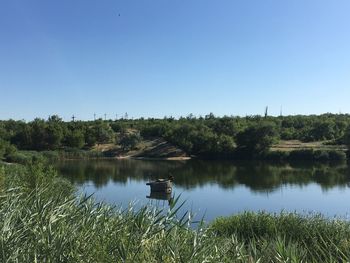 Scenic view of lake against clear sky