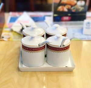 Close-up of ice cream on table