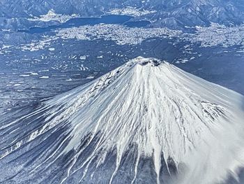 Aerial view of snowcapped mountain