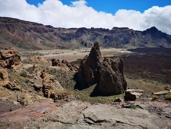 Rock formations on land against sky