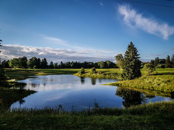 Scenic view of lake against sky