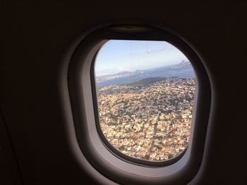 View of landscape through airplane window