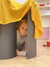 Portrait of cute girl at home
