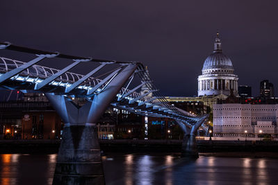 St paul's cathedral and millennium bridge over the river thames in london