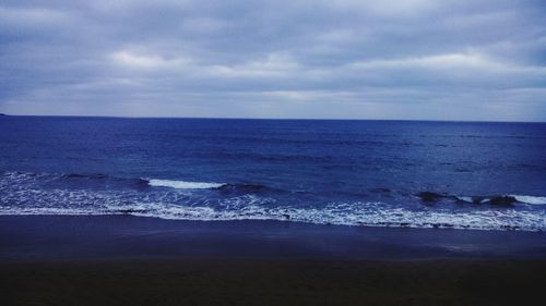 Scenic view of sea against cloudy sky