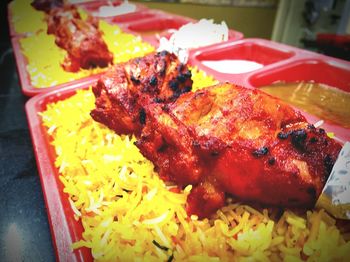 Close-up of meal served in plate