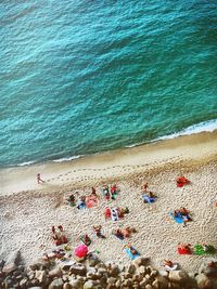 High angle view of people at beach