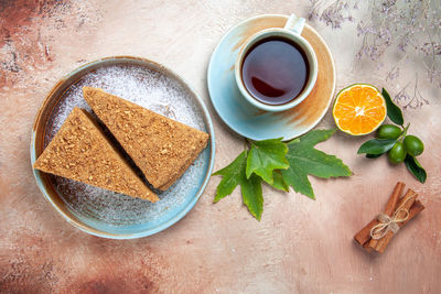 Directly above shot of breakfast on table