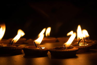 Close-up of illuminated candles