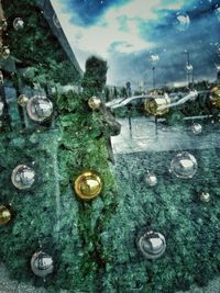 High angle view of water on table