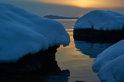 Scenic view of sea during sunset