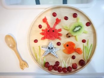 Directly above shot of fruits on table