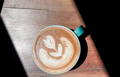 High angle view of coffee on table