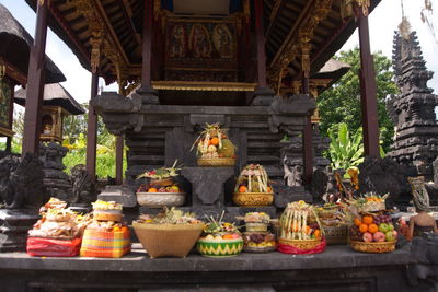 Buddha statue in temple outside building