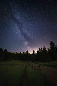 Scenic view of field against sky at night