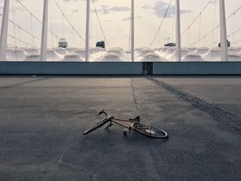 High angle view of bicycle in parking lot